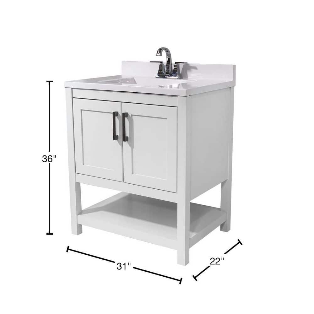 Tufino 31'' White Freestanding Bathroom Vanity with Marble Top