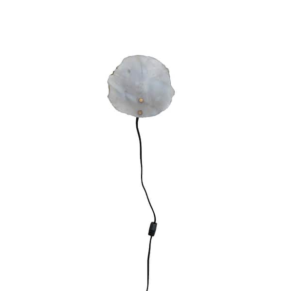 Storied Home 6 in. 1-Light Natural and Brass Finish Wall Sconce with Agate Crystal Shade