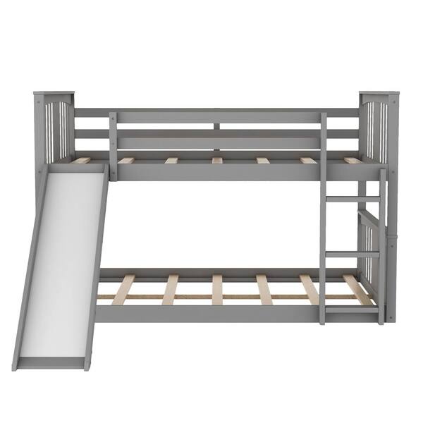 Gray Twin Bunk Bed with Slide and Ladder LC-952154 - The Home Depot