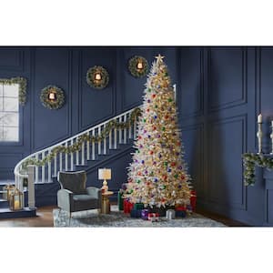 12 ft. Pre-Lit LED Kenwood Fraser Fir Flocked Artificial Christmas Tree