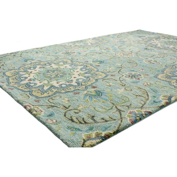 Valencia Lt. Green 4 ft. x 6 ft. (3'6" x 5'6") Geometric Transitional Accent Rug
