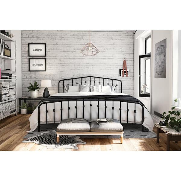 Bushwick Black King Metal Bed