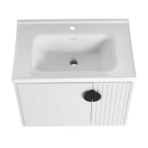 27.8 in. W x 18.5 in. D x 20.7 in. H Wall-Mounted Bath Vanity in White with White Ceramic Vanity Top