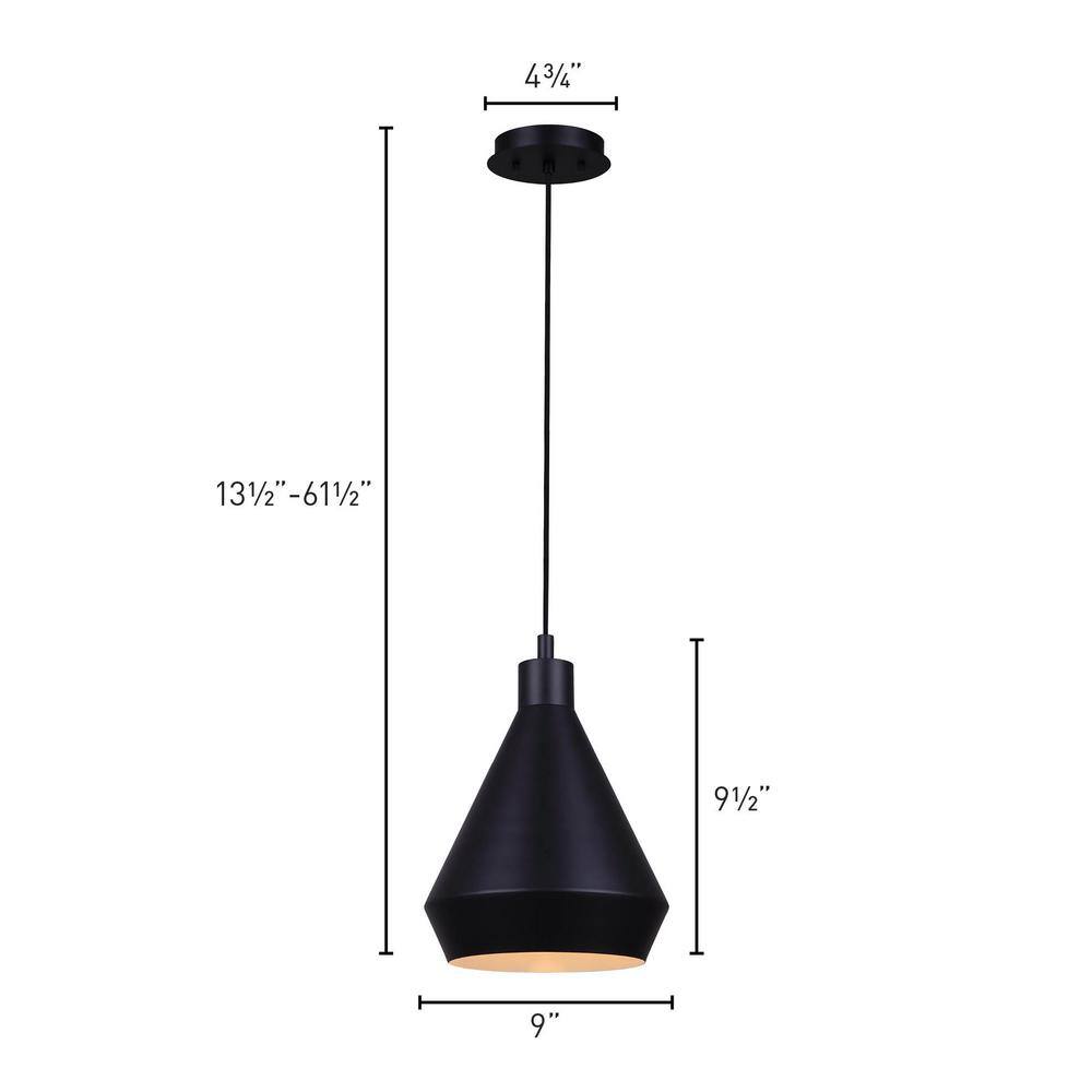 Byck 9" Matte Black LED Indoor/Outdoor Pendant Light