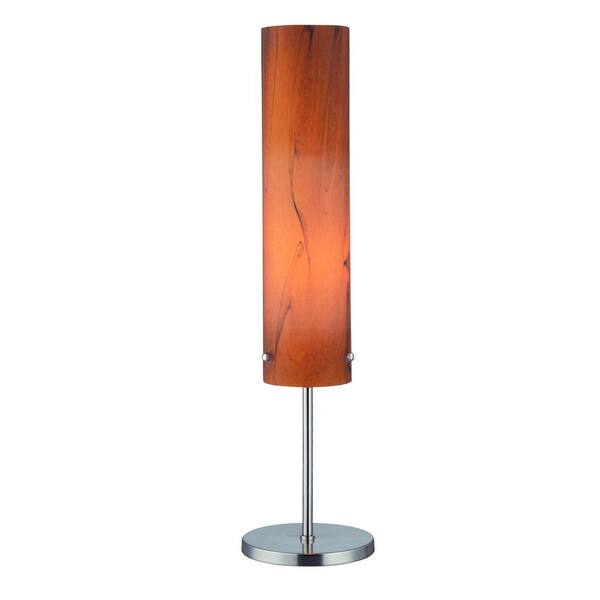 Illumine 23 in. Steel Table Lamp with Amber Glass Shade