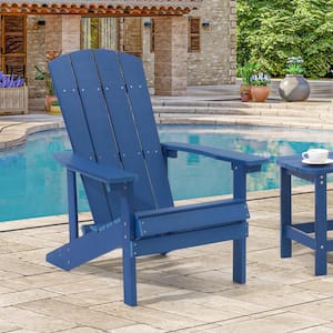 Recycled Plastic Weather Resistant Outdoor Patio Adirondack Chair in Navy Blue