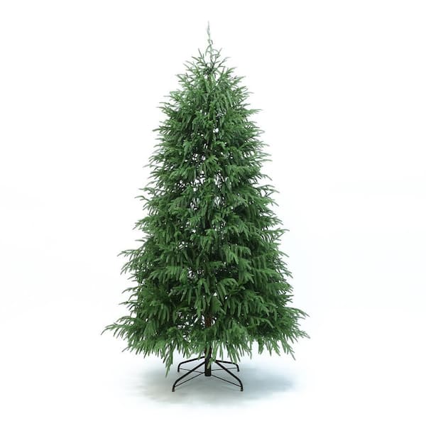 LuxenHome 7 ft. PreLit Green Full Cedar Artificial Christmas Tree