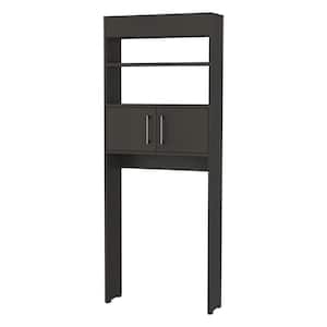 24.57 in. W x 62.99 in. H x 7.87 in. D Black Over The Toilet Storage with Doors