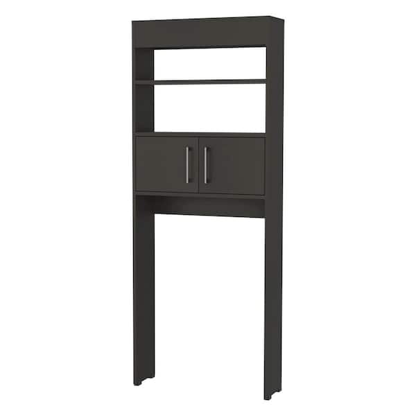 Unbranded 24.57 in. W x 62.99 in. H x 7.87 in. D Black Over The Toilet Storage with Doors