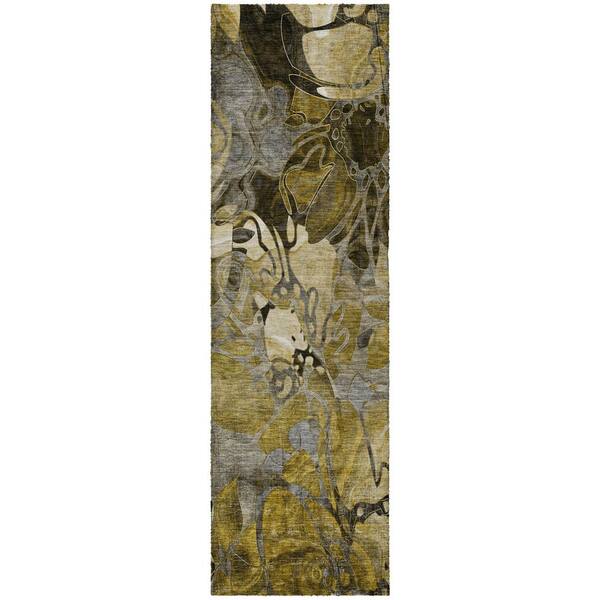 Dream Shag Premium Machine Washable Abstract ADS558 Brown 2 ft. x 7 ft. Runner Rug