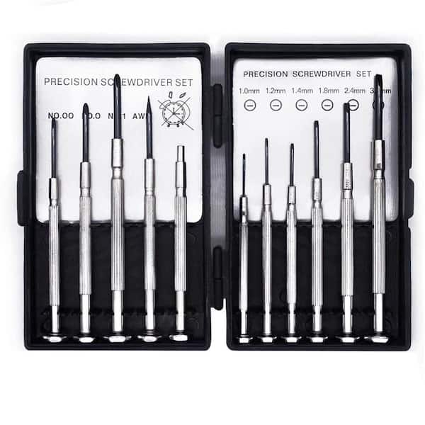 Precision Mini Screwdriver Set 3.1 in. Shank 11 Bit Black Non-Insulated Hand Tool Type 11-Piece for Repair Tasks