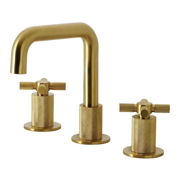 Convergent Deck Mount 2-Handle 8 in. Widespread Bathroom Sink Faucet in Brushed Brass