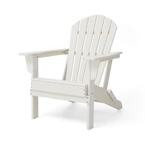 Outdoor Patio White HDPE Plastic Folding Adirondack Chair