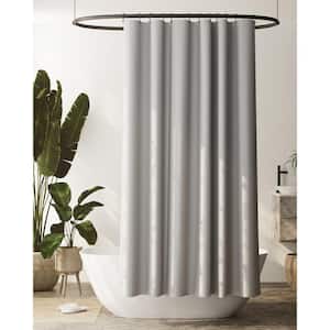 70 in. W x 72 in. H Grey Recycled Cotton 100% Waterproof Fabric Shower Curtain Liner with Anti-Draft Clips