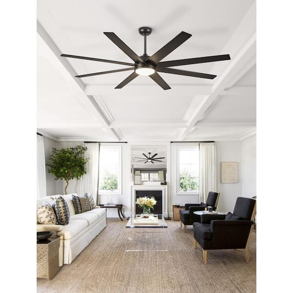 65 in. Indoor/Outdoor Black Downrod/Angled Mount Ceiling Fan with Dual-Finish Blades and Light Kit and Remote Control