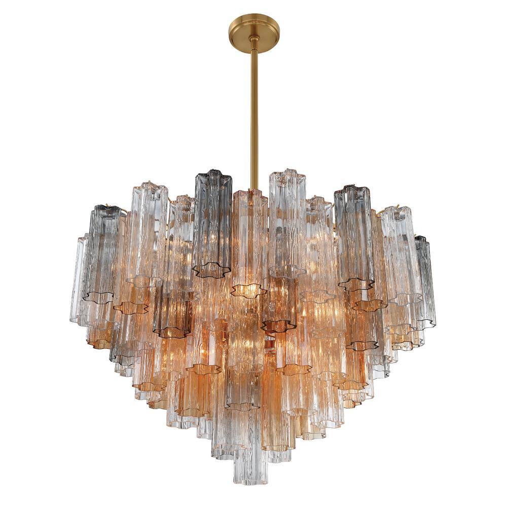 Addis Aged Brass and Tronchi Glass 16-Light Chandelier