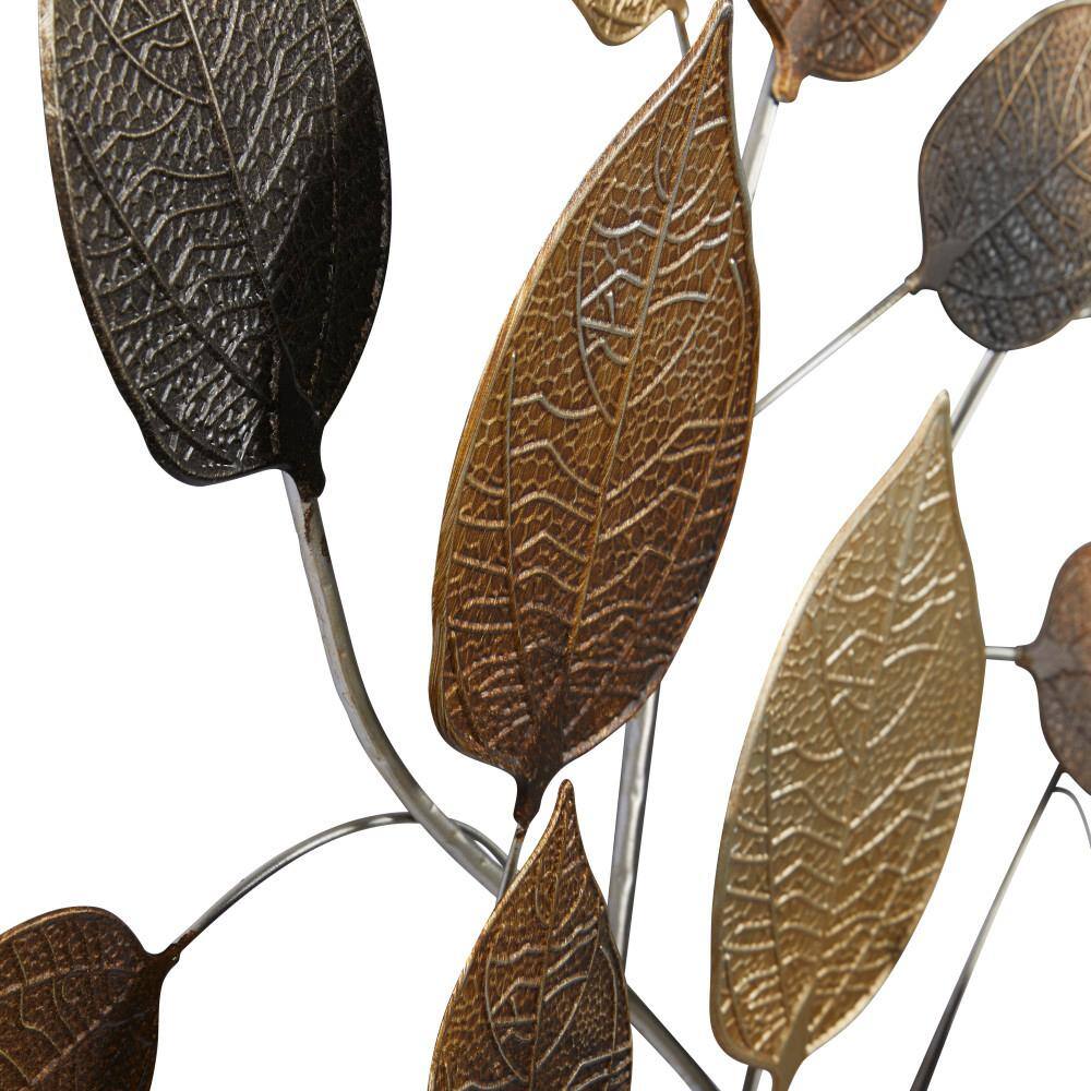 Bronze and Silver Metal Leaf Wall Sculpture