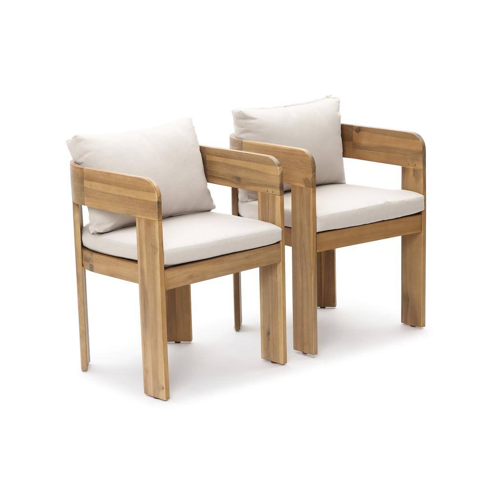 Set of 2 Modern Outdoor Acacia Wood Armchair with Cushions, Patio Lounge Seating price history on PriceWatchPro