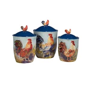 Rooster Meadow 3-Piece Earthenware Canister Set