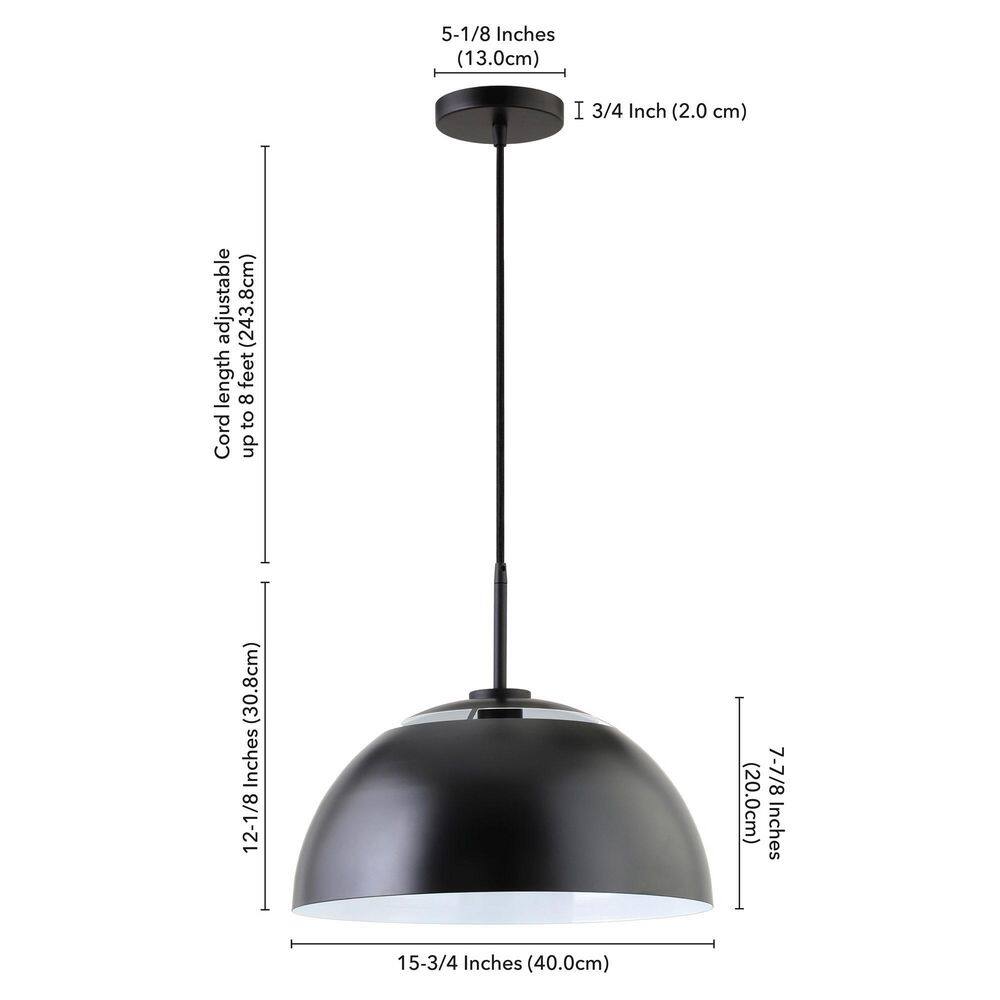 Jordyn Matte Black 16" Modern Mid-Century Pendant Light