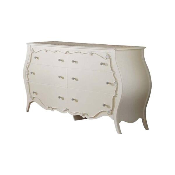 Acme Furniture Edalene Pearl White 6-Drawer 18 in. Dresser