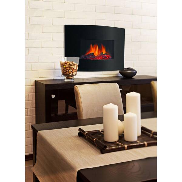 Quality Craft 24 in. Electric Wall-Mount Fireplace in Black
