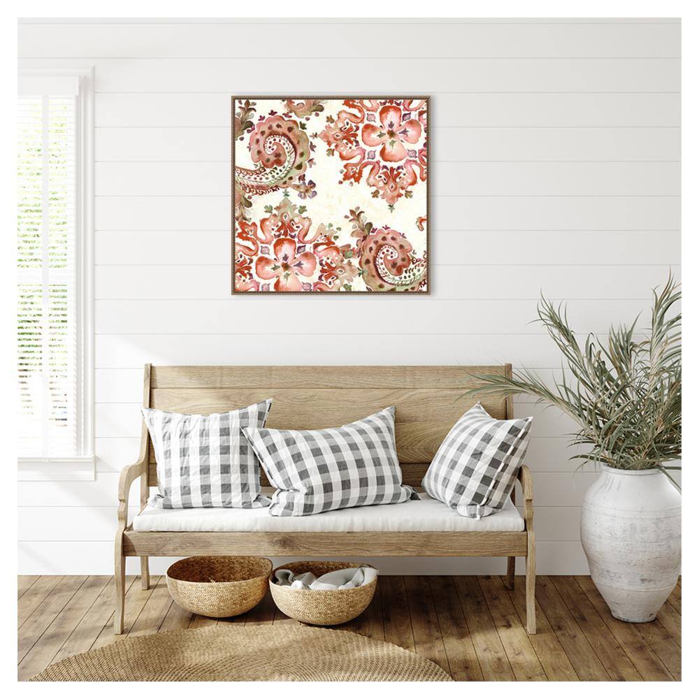 Artisan Medallion Pattern II 30"x30" Bronze Framed Canvas Wall Art
