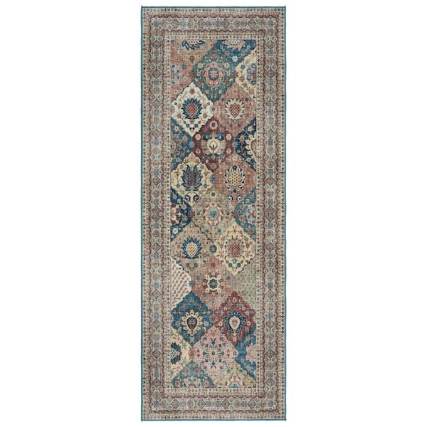 Gertmenian Crystal Print Cinzia Bronze 3 ft. x 8 ft. Oriental Digitally Printed Polyester Runner Rug