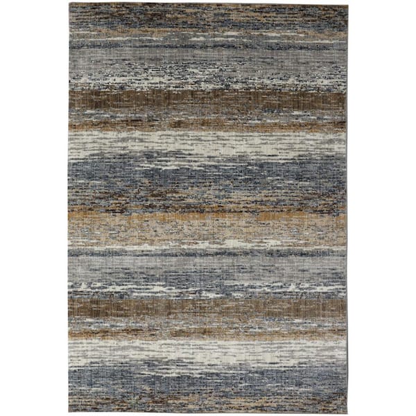 SCOTT LIVING Specular Gray 8 ft. X 11 ft. Striped Area Rug