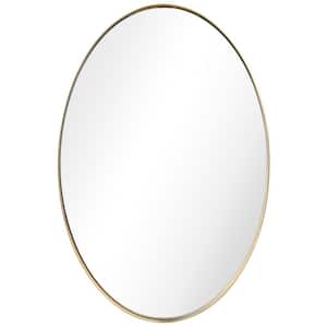 36 in. x 24 in. Ultra Oval Brushed Gold Stainless Steel Framed Wall Mirror