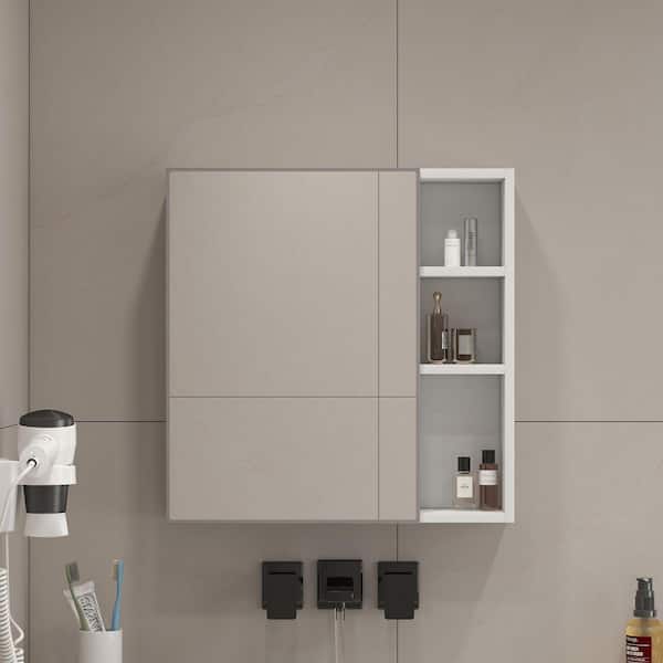 21.7 in. W x 22 in. H Rectangular MDF Wood Surface Mounted Medicine Cabinet with Mirror in White