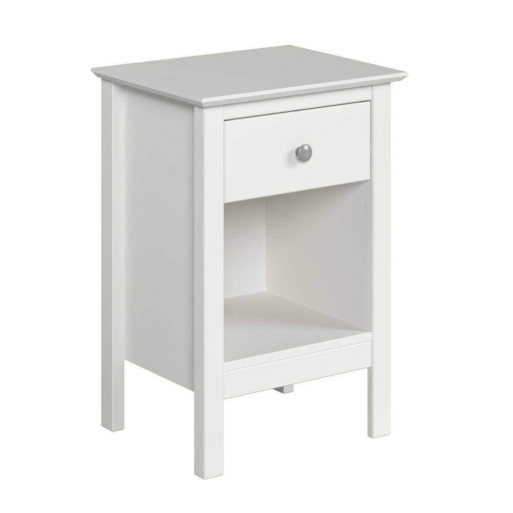 Rectangle 16.93 in. W 1-Drawer Wood End Table/Nightstand in White - thumbnail 2