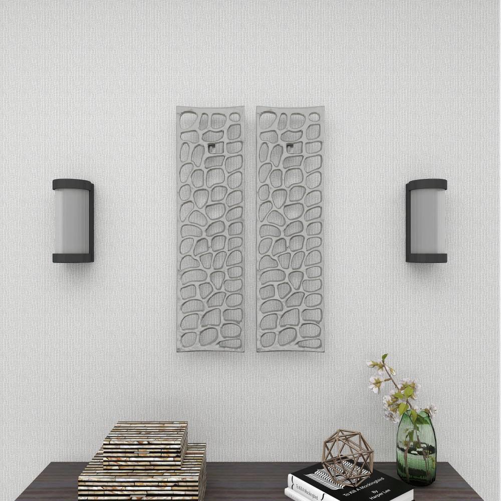 Silver Aluminum Abstract Cutout Wall Sculpture Set