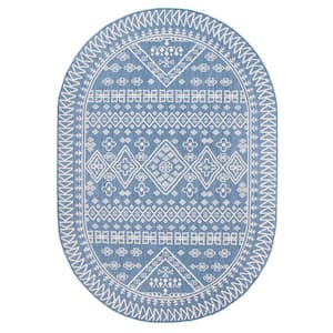 Kandace Blue 8 ft. x 10 ft. Oval Indoor/Outdoor Patio Area Rug