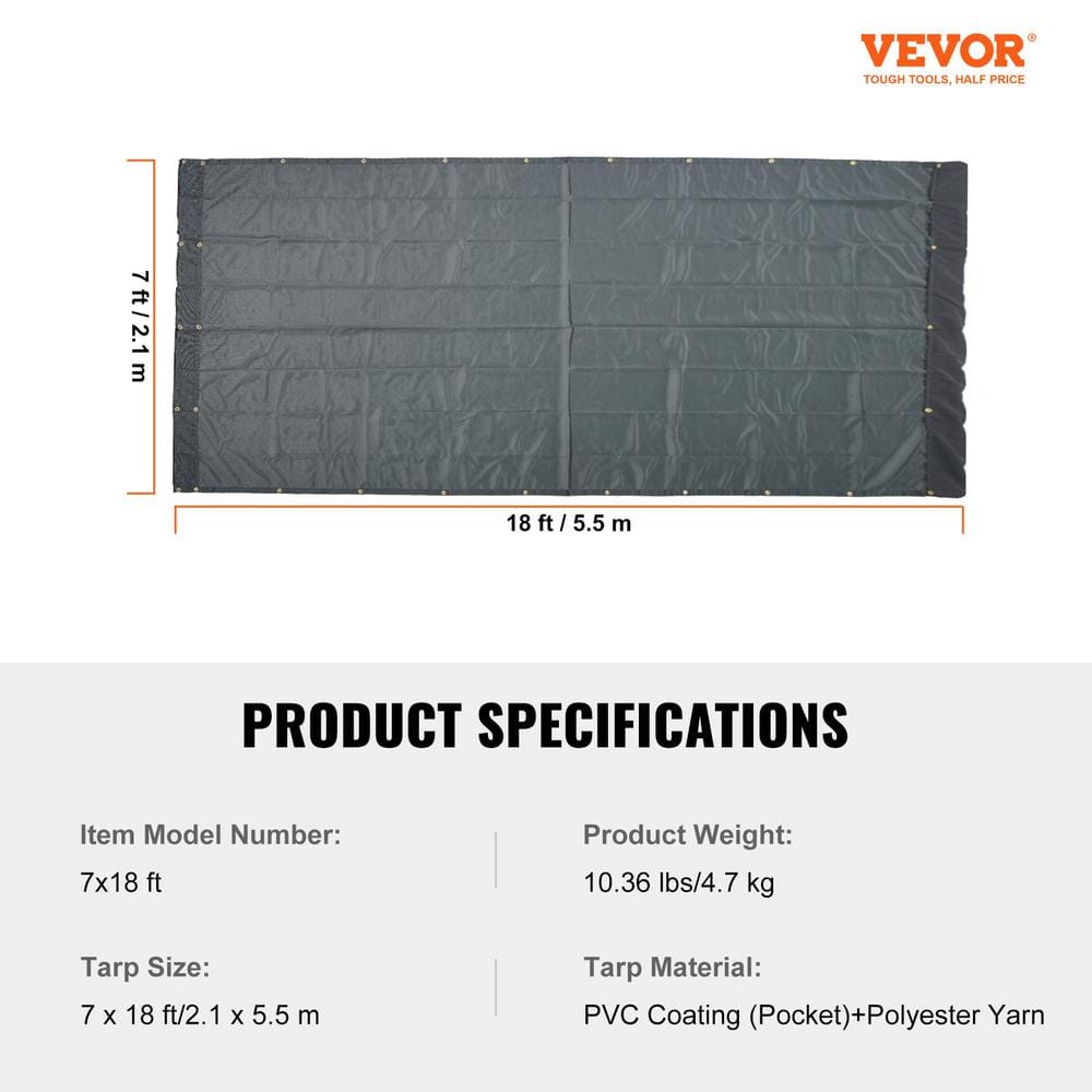 Heavy Duty Black PVC Coated Mesh Dump Truck Tarp 7 x 18 ft