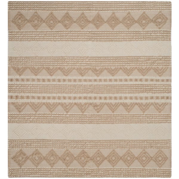 Natura 5 ft. x 5 ft. Beige/Ivory Striped Diamonds Square Area Rug
