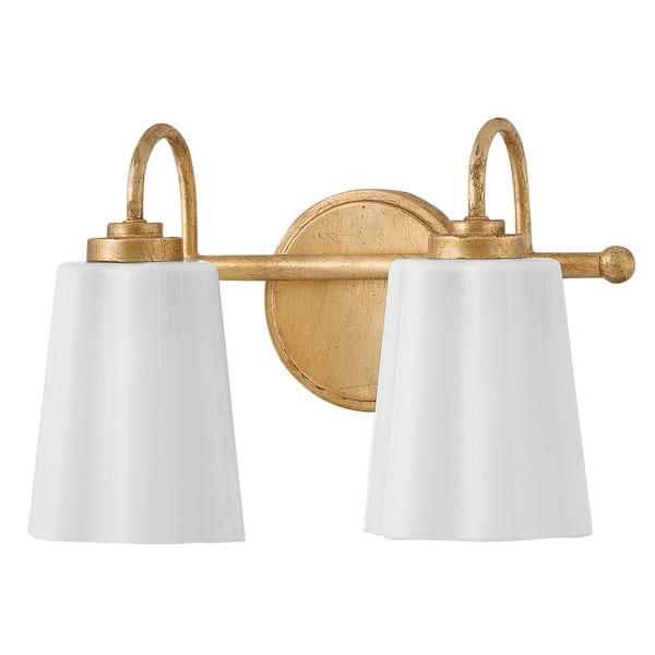 LARK - Honey 13.25 in. 2 Light Distressed Brass Vanity Light