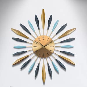 27.6 in. Gold Large Mid Century Wall Clock