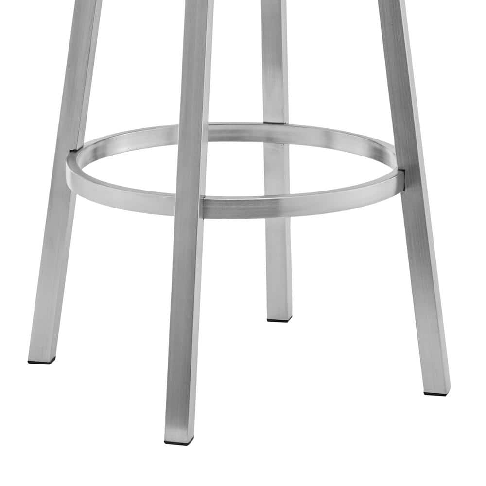 Contemporary 30" White Faux Leather Metal Swivel Bar Stool