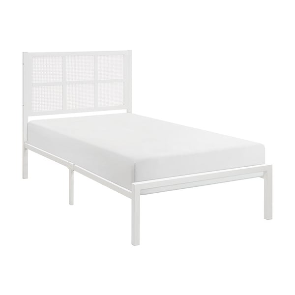 Lazzara Fawn White Metal Frame Twin Platform Bed