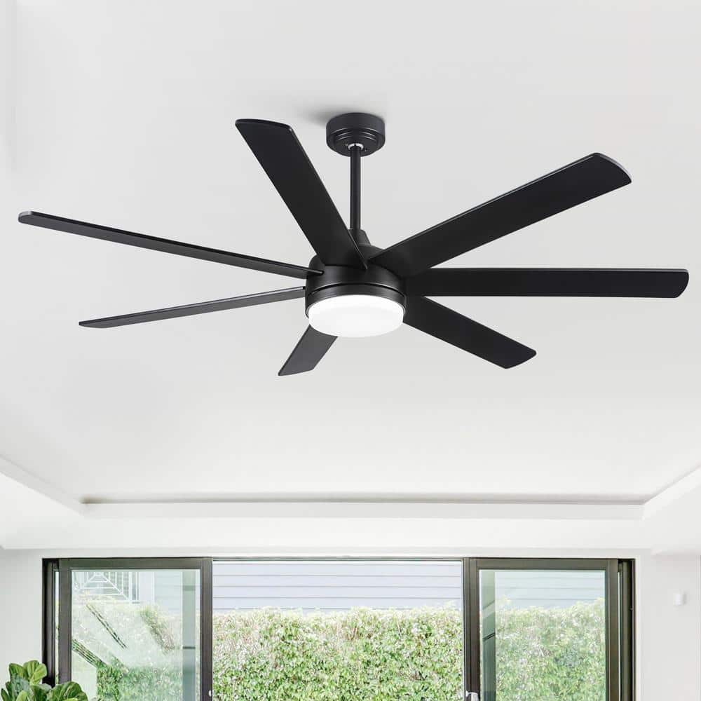 YUHAO Modern 72 in. Integrated LED Indoor Black Standard Ceiling Fan with  Remote Control, DC Motor and 7 Reversible Blades DDC1163BKM722 - The Home  