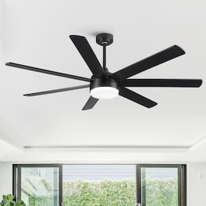 Modern 72 in. Integrated LED Indoor Black Standard Ceiling Fan with Remote Control, DC Motor and 7 Reversible Blades