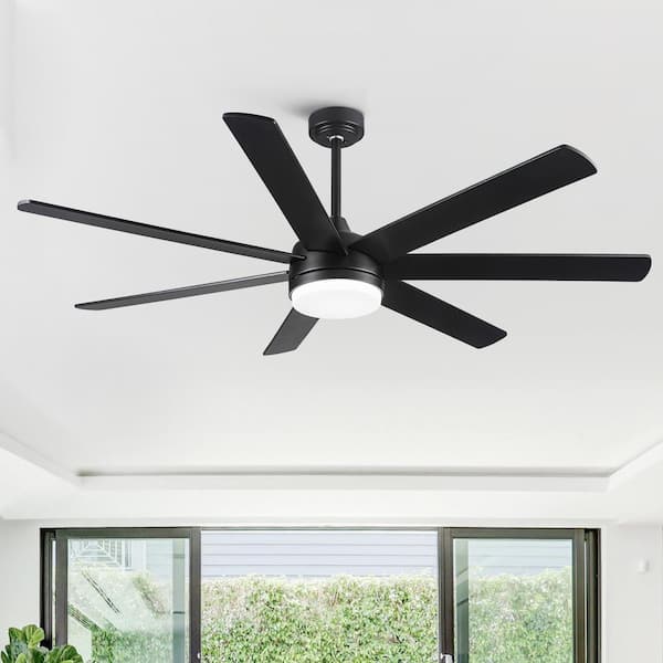 YUHAO Modern 72 in. Integrated LED Indoor Black Standard Ceiling Fan with Remote Control, DC Motor and 7 Reversible Blades