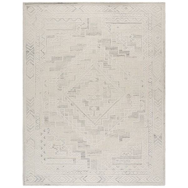 Metro 8 ft. x 10 ft. Light Gray/Ivory Tribal Area Rug