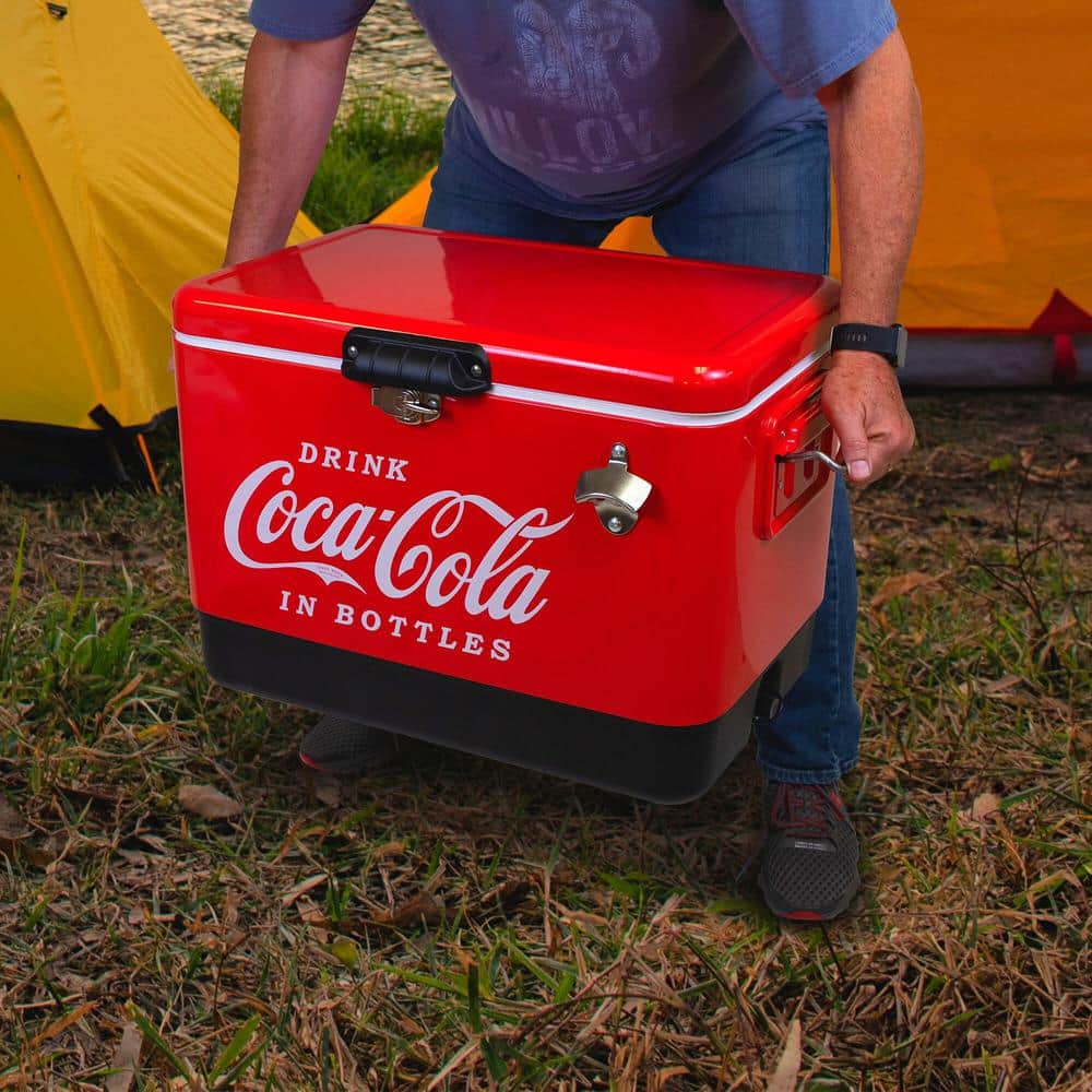 Red and Black Metal Coca-Cola 54 qt Ice Chest Cooler