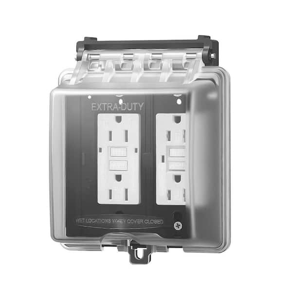 Outdoor Outlet Cover 2-Gang Weatherproof Electrical Outlet Cover with Lockable Design High-Strength PC Material 12-in-1