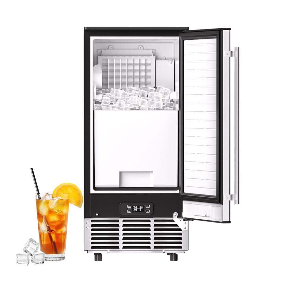 15.75 in. 120 lb. Outdoor Freestanding/Built-In Full Size Cubes Ice Maker Machine in Stainless Steel with 30 lb. Bin