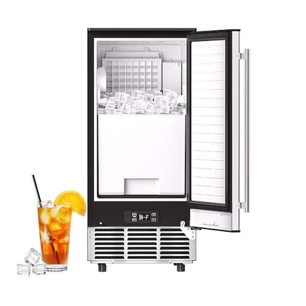 15.75 in. 120 lb. Freestanding/Built-In Full Size Cubes Ice Maker Machine in Stainless Steel with 30 lb. Bin, Ice Scoop