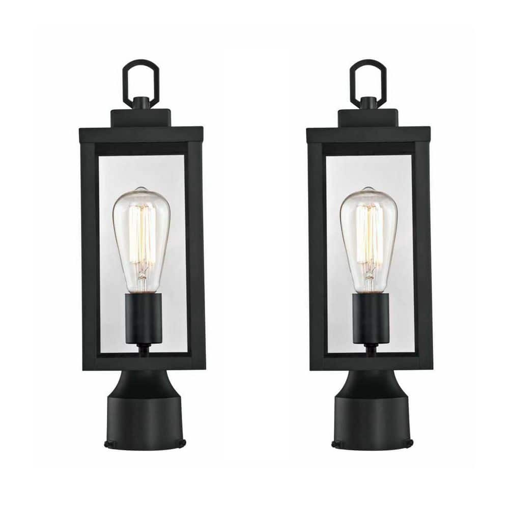 16.5 in. 1-Light Matte Black Waterproof Pole Lantern Light Post Fixture(2-pack) price history on PriceWatchPro