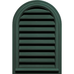 22 in. x 32 in. Round Top Plastic Built-in Screen Gable Louver Vent #028 Forest Green